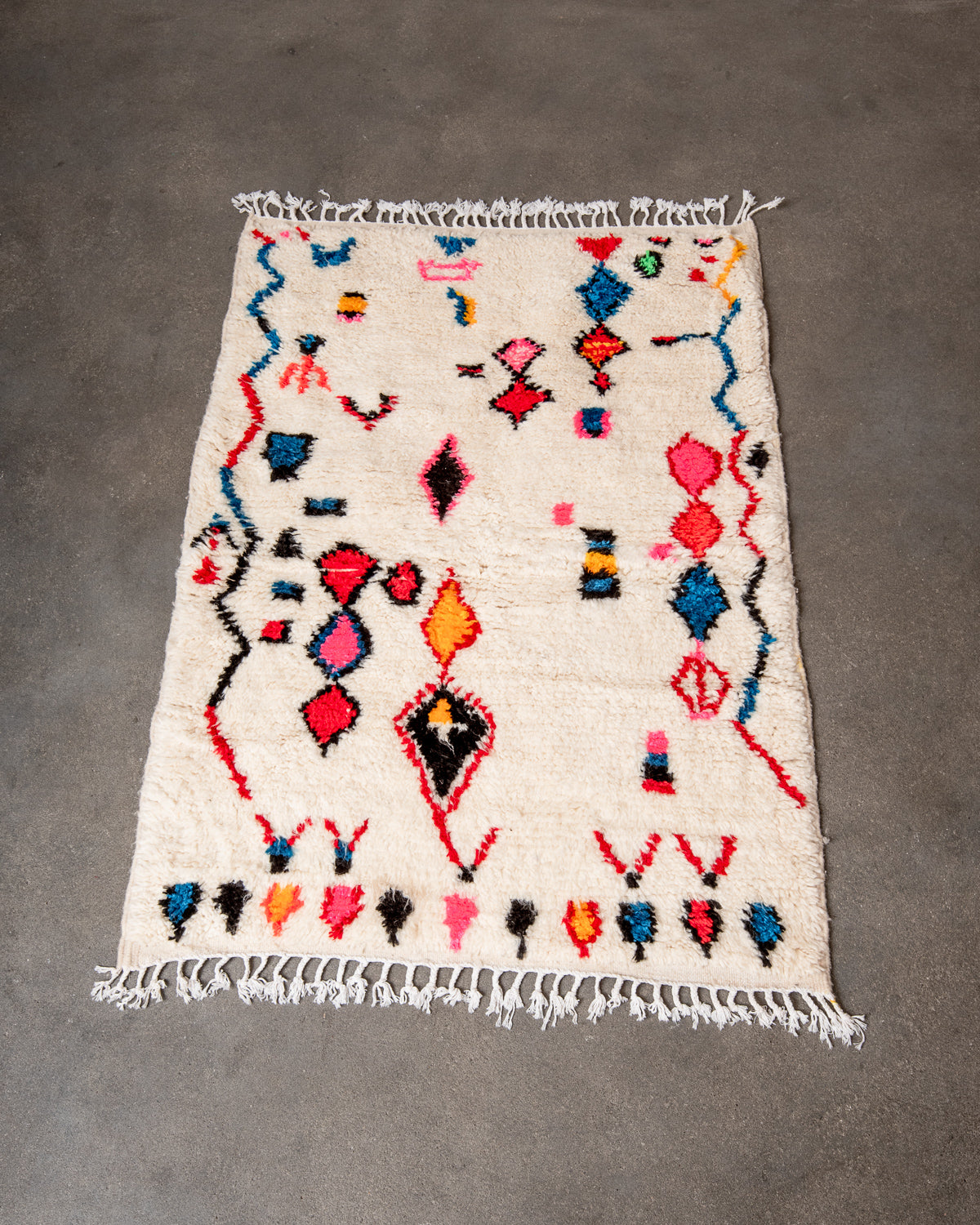 Modern designer handcrafted Berber rug from morocco Azilal with beautiful colors and patterns.